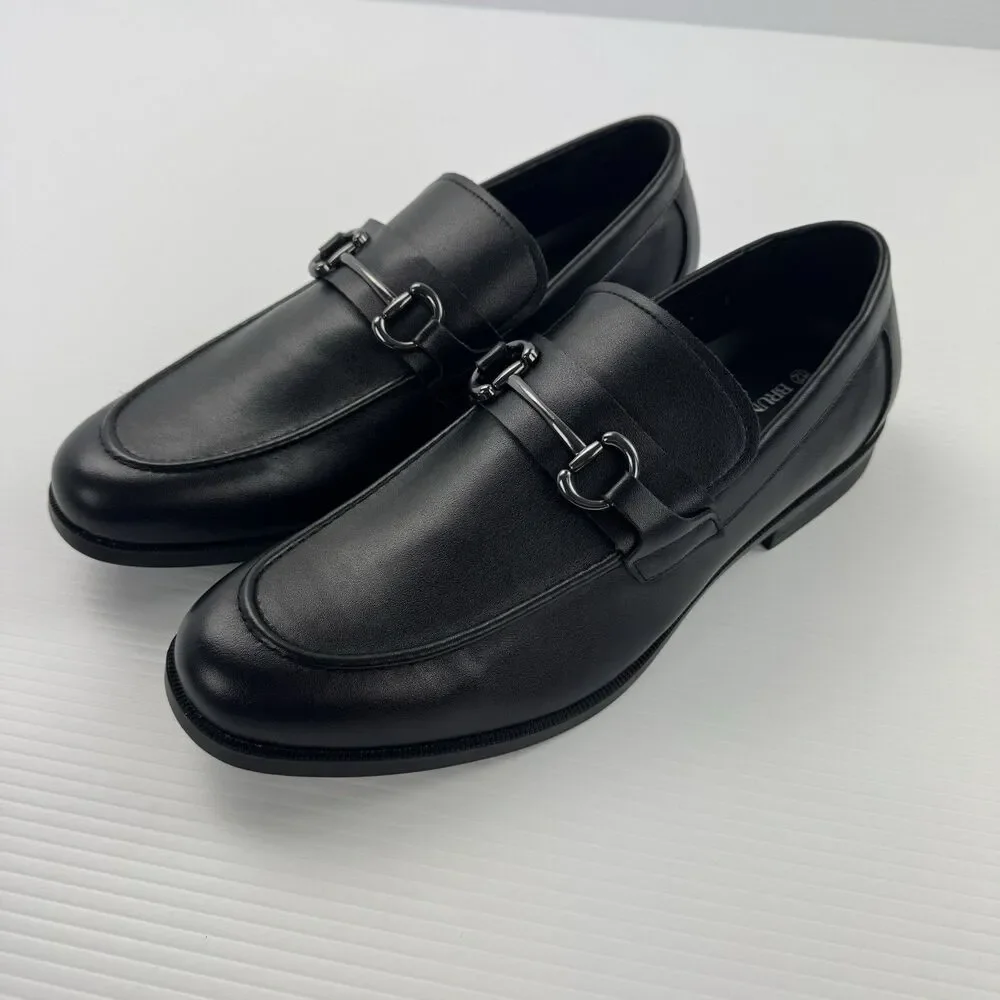 Bruno Marc Men’s Black Bit Loafers Dress Shoes Slip On Size 12 EU 46 NEW